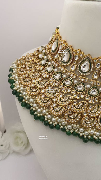 Premium Quality Kundan Green Bridal set/Indian bridal jewelry