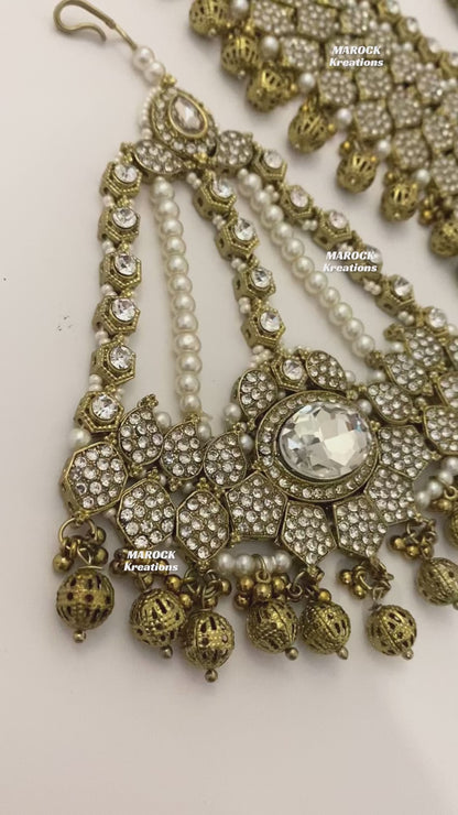 Antique Gold Pakistani Necklace set