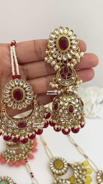 Premium Quality Kundan Jhumki Earrings and tikka sets