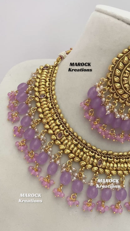 Trendy Gold plated traditional necklace sets/Elegant gold look necklace sets.