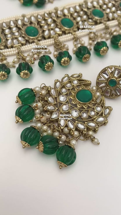 Kundan Green choker set